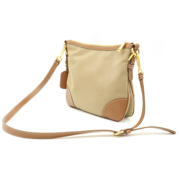 Prada Crossbody Jacquard Canvas Leather Brown Khaki Shoulder Bag - Picture 1 of 9